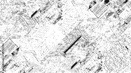 Wall fragment with scratches and cracks. Overlay grunge illustration over any design. Abstract grainy background with vintage effect