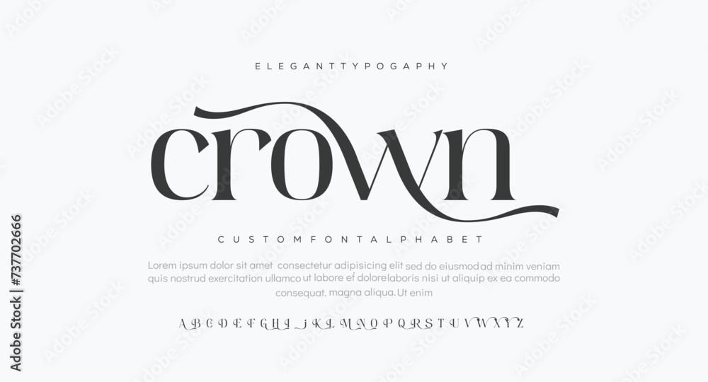 Crown Minimal modern alphabet fonts. Typography minimalist urban digital fashion future creative logo font. vector illustration - obrazy, fototapety, plakaty 
