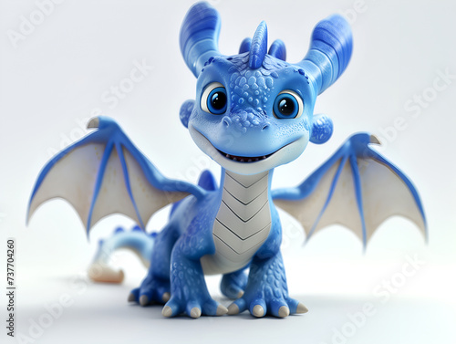 baby blue dragon cartoon on white