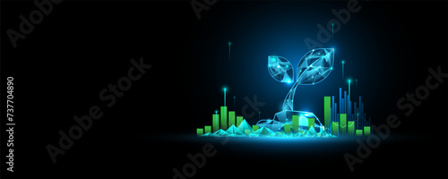 Technology background image about financial graphs, marketing, stock investment growth