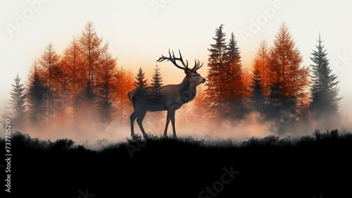 deer in the woods, double exposure © Creative-Touch
