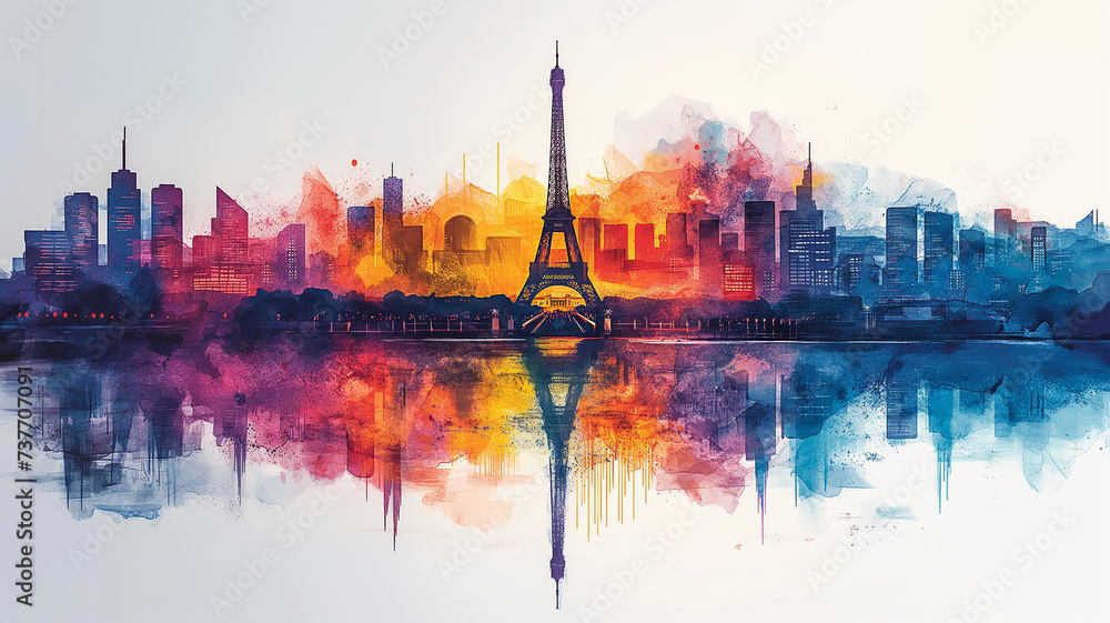 Obraz premium ıllustration, panorama of the Paris city