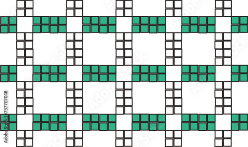 set of vintage green cross square block with stripes repeat seamless pattern, replete image design for fabric printing, strip pattern green