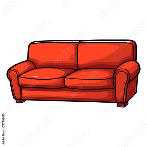 Red couch home furniture vector