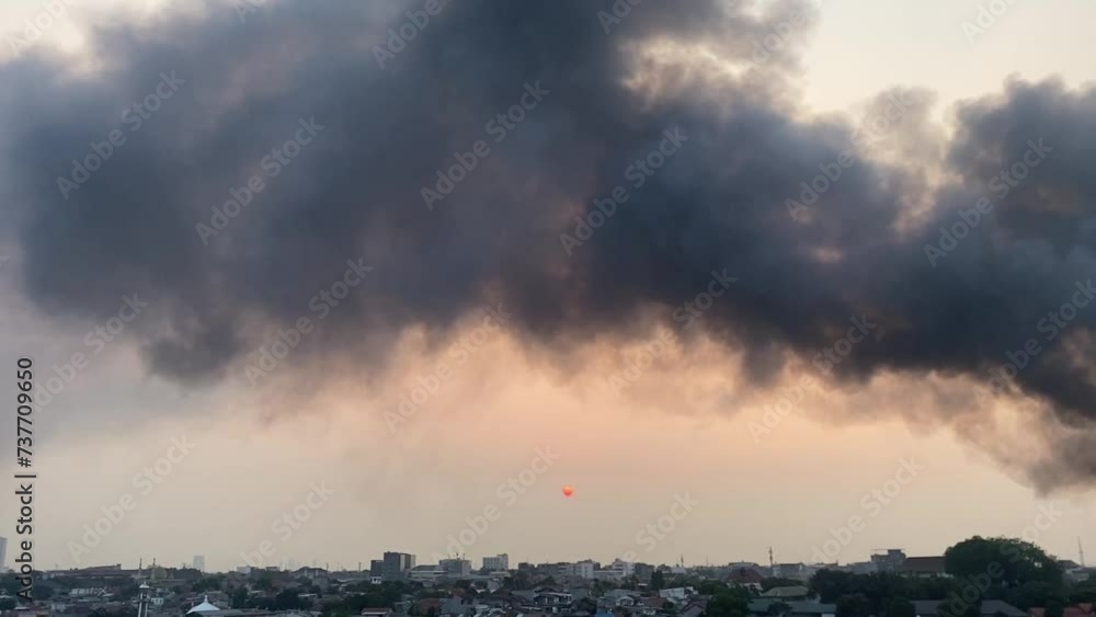 Big City air pollution, black smoke on sky, toxic chemical smog, worst air quality Big City air pollution, black smoke on sky, toxic chemical smog, worst air quality