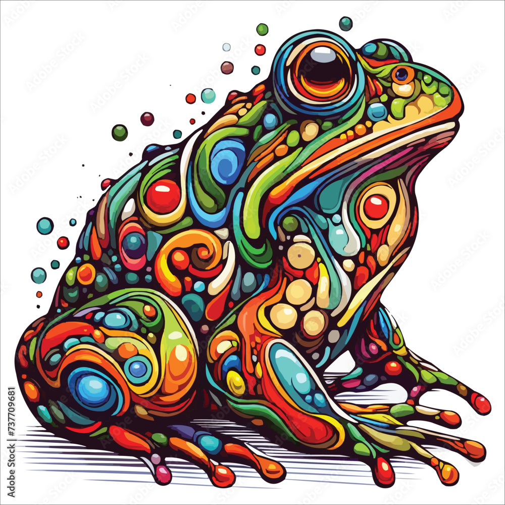 Abstract Toad multicolored paints colored drawing vector illustration 