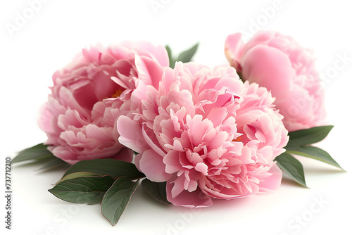 Peony flowers isolated on white. Perfect for botanical illustrations, floral arrangements, and spring-themed designs. © NE97