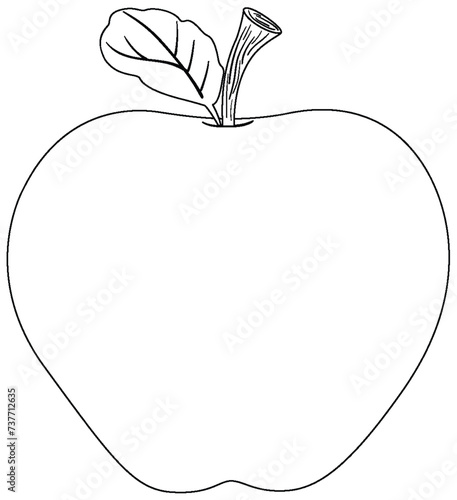 Black and white line drawing of an apple