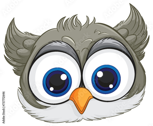 Adorable vector illustration of a wide-eyed owl