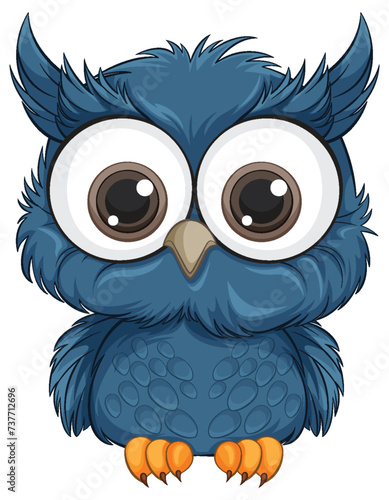 Adorable blue owl with big eyes vector