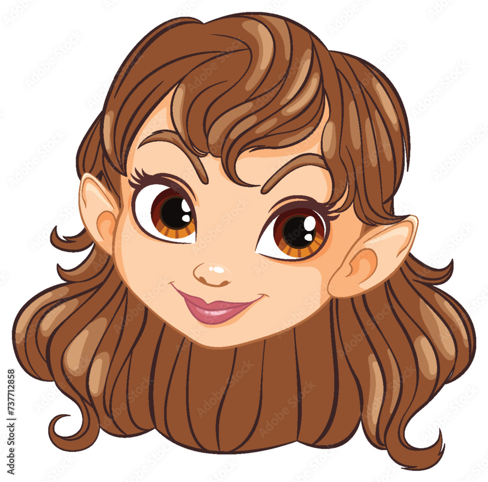 Cute elf character with large expressive eyes. Cute elf character with large expressive eyes.