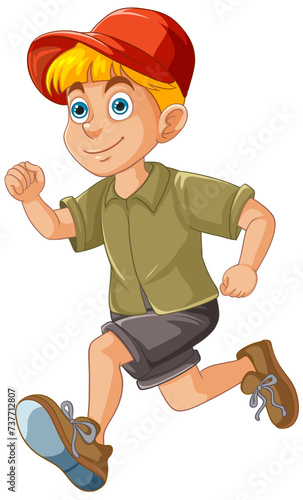 Cartoon boy running with a happy expression.