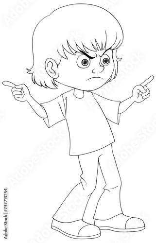 Black and white illustration of a frustrated child.
