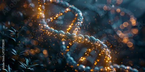 Futuristic Glowing DNA Helix