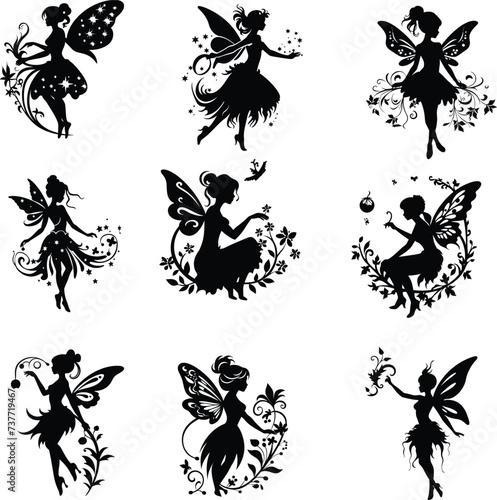 fairy silhouette  set, vector illustration   © Meiman lifestore 