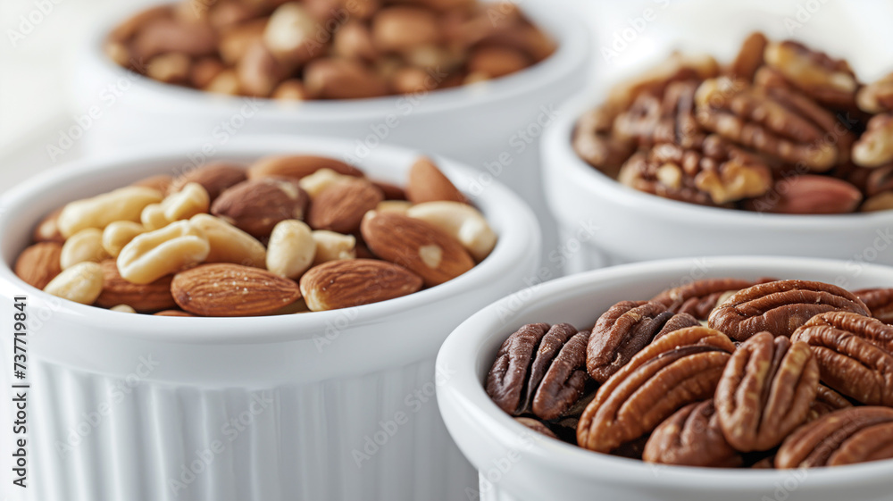Pristine White Bowls of Nuts - A Study in Contrast and Clean Eating Pristine White Bowls of Nuts - A Study in Contrast and Clean Eating