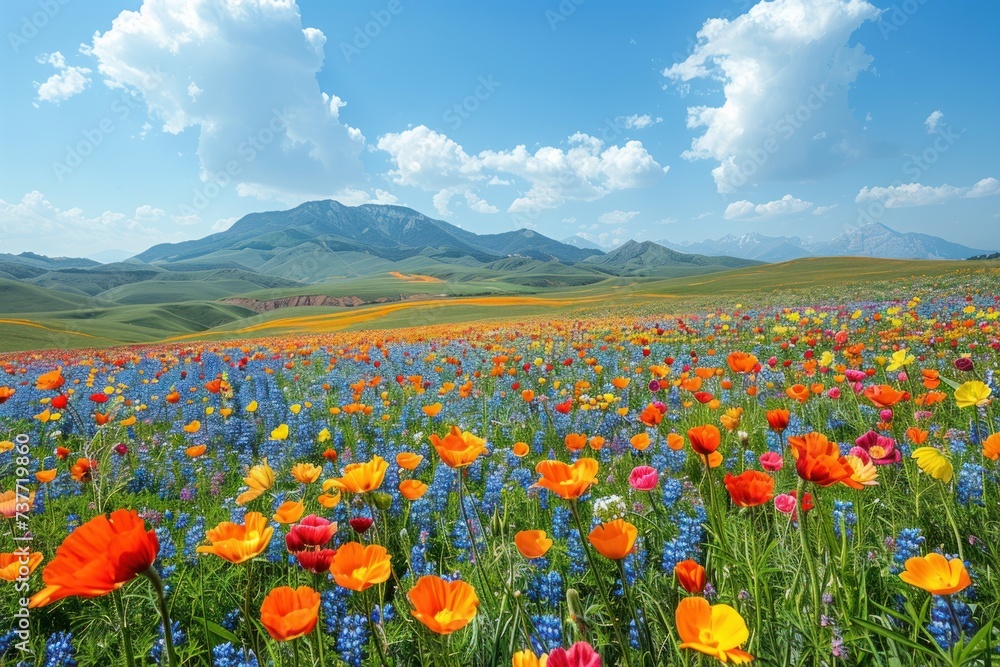 Landscape of essence of springtime in full floral bloom.