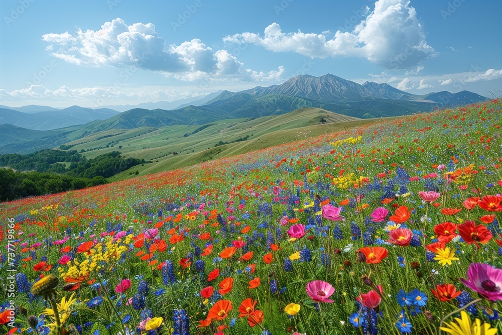 Landscape of essence of springtime in full floral bloom.