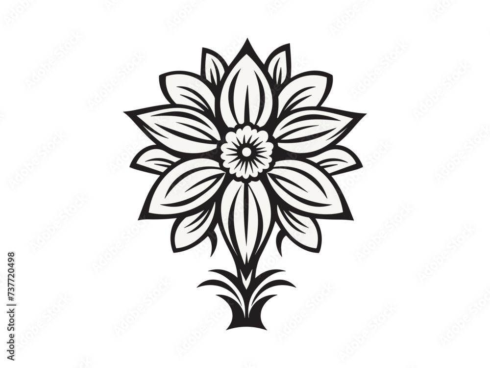 Fototapeta premium Beautiful minimalist flower illustration art.