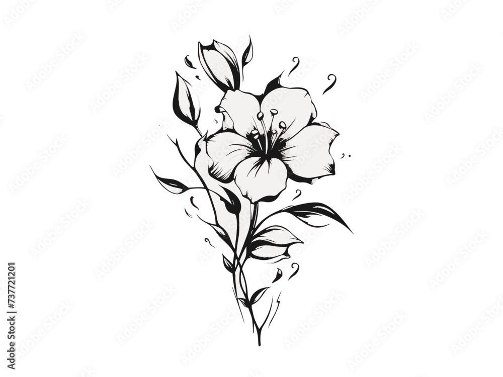 Beautiful minimalist flower illustration art.
