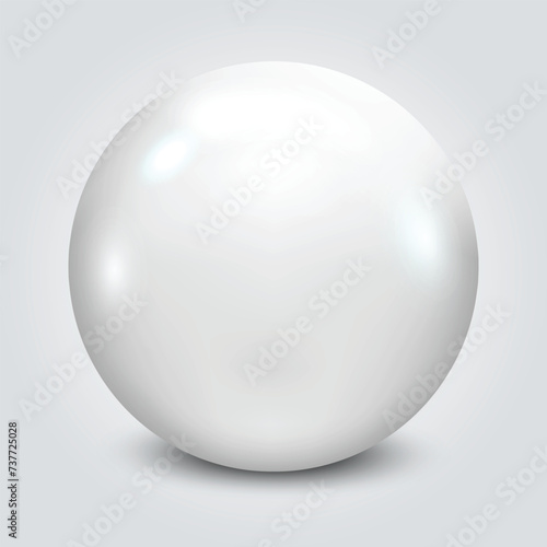 3d White ball vector illustration, snooker ball, billiards, white pearl