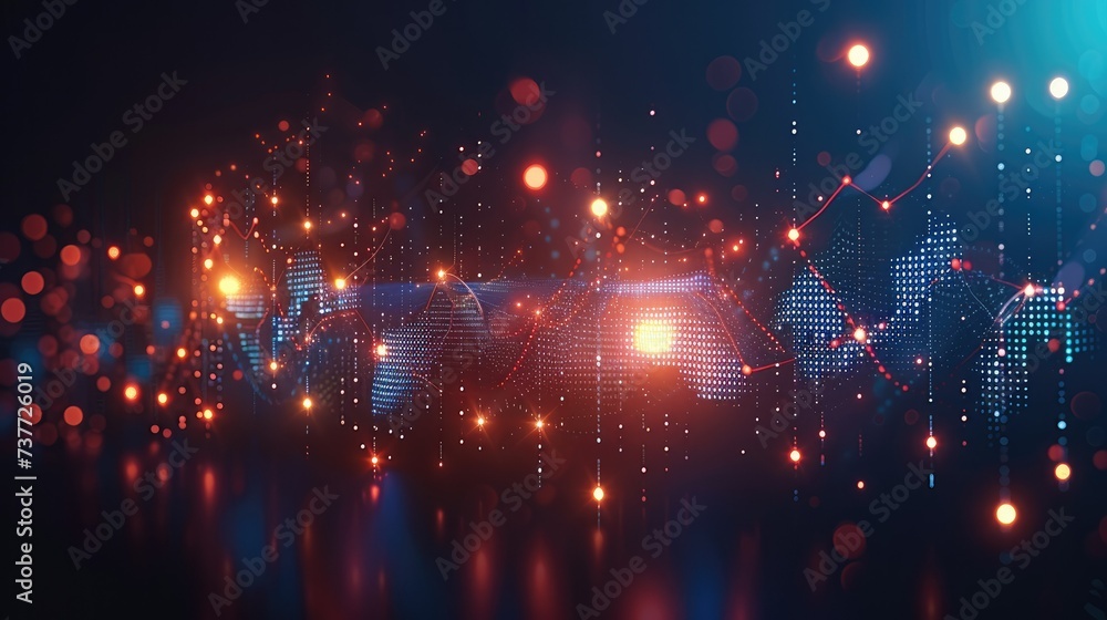 Business graph stock market trading in graphic concept growth income financial investment or Economic trends business. Generative AI. - obrazy, fototapety, plakaty 