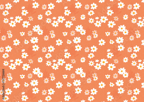 【赤】白くて小さな花の小花柄パターン