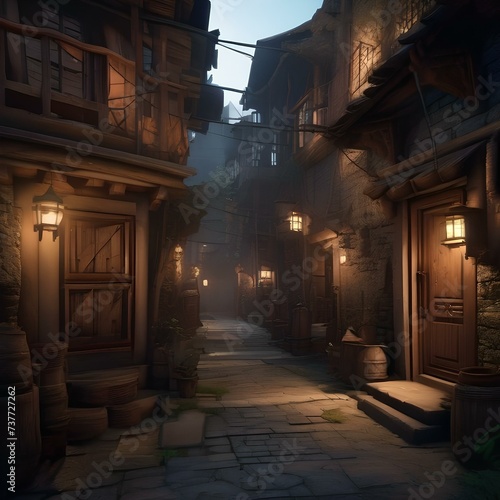 Fantasy city of thieves, Lawless city ruled by thieves' guilds and shadowy criminals amidst narrow alleyways and secret passages5