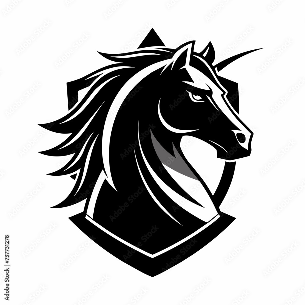 Black Chess Knight Horse Stallion Warrior silhouette logo design ...