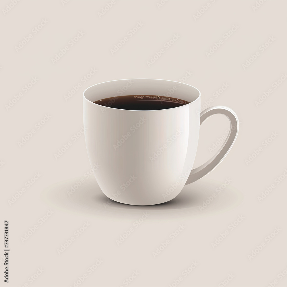 Minimalist Elegance: Classic White Coffee Cup Full of Rich Brew on a Pristine Beige Background, Perfect for a Cozy Morning Minimalist Elegance: Classic White Coffee Cup Full of Rich Brew on a Pristine Beige Background, Perfect for a Cozy Morning