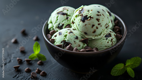 photography of Sweet Mint Chocolate Chip dessert in a bowl