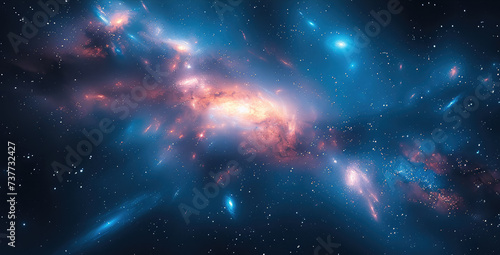Galaxy blue  beautiful stars. Generative AI.