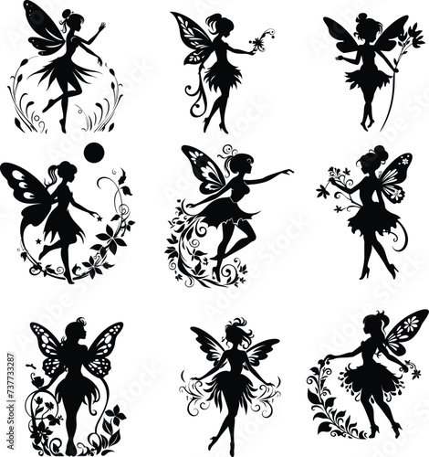 fairy silhouette  set, vector illustration   © Meiman lifestore 