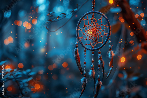 Dream catcher in a dream world ethereal background closeup photo
