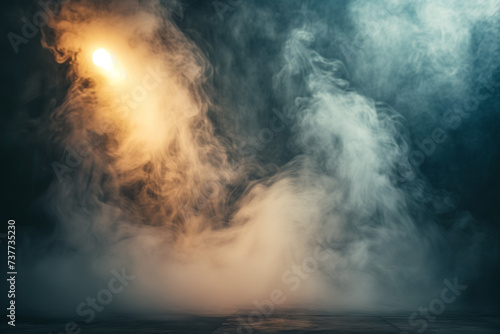 Ethereal abstract background with soft smoke and glowing light, ideal for conceptual designs or mysterious themes, with copy space for text