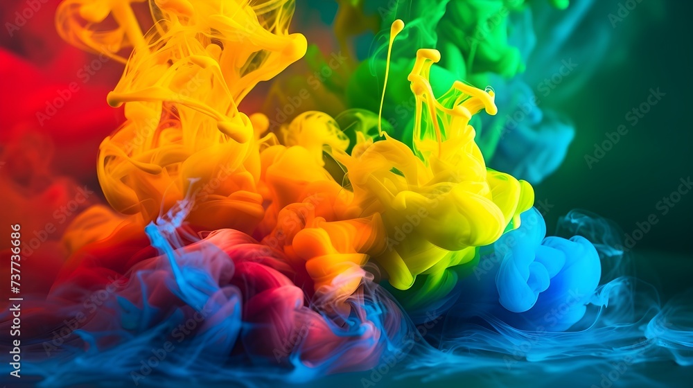 Dynamic Rainbow Ink Splash: Abstract Fluid Art in Vibrant Colors