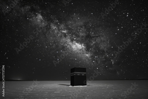 black and white photo of the Great kaaba photo