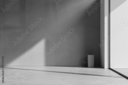 Empty minimalist room with gray wall on background