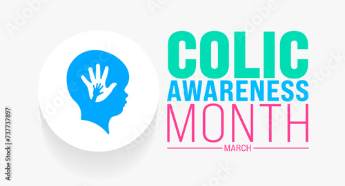 March is Colic Awareness Month background template. Holiday concept. use to background, banner, placard, card, and poster design template with text inscription and standard color. vector illustration.