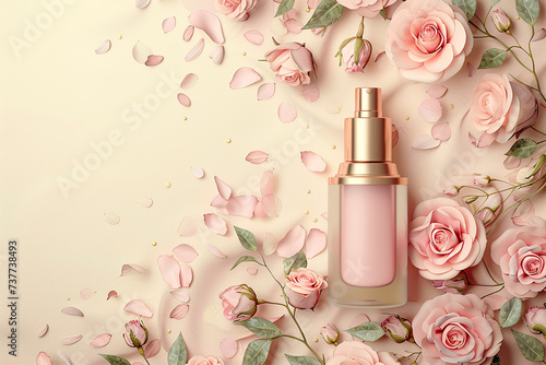 Versatile vector packaging designs with romantic backdrop, ample text space for cosmetics. Ideal for branding and promotions.