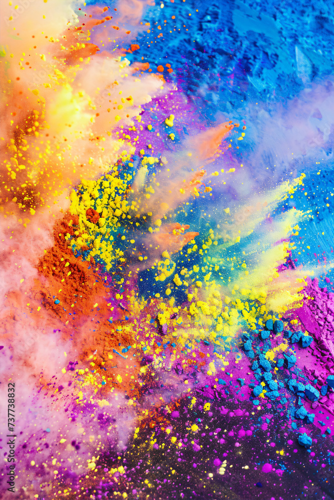 Splash of colors. Concept of Holi festival in India. 