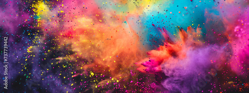 Splash of colors. Concept of Holi festival in India.  photo