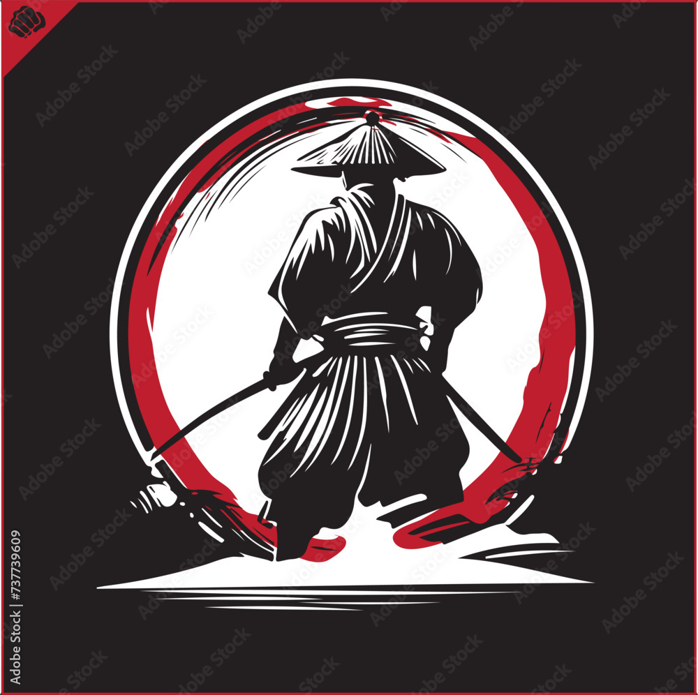Samurai. Japan warrior whith katana sward.
