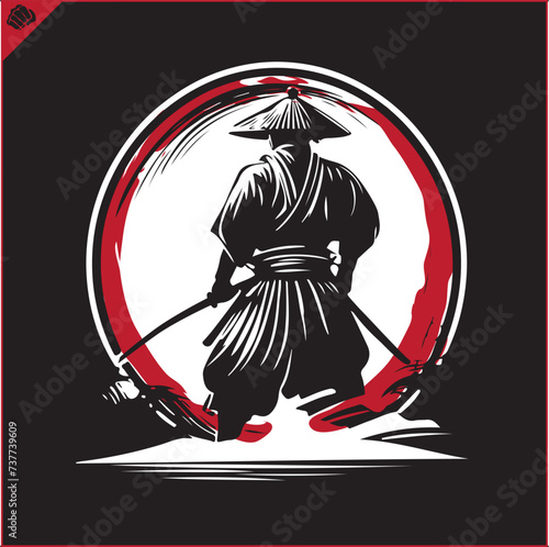 Samurai. Japan warrior whith katana sward.