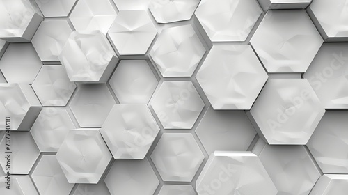 A seamless light gray backdrop with a detailed hexagon design. Generative AI.