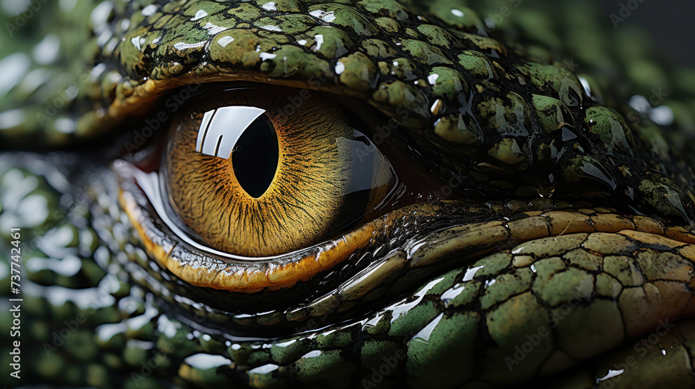 Close up of crocodile animals eyes. - obrazy, fototapety, plakaty 