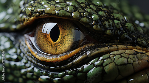 Close up of crocodile animals eyes. photo