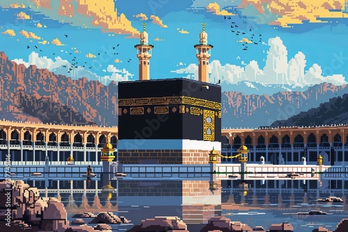 pixel art rendition of the Kaaba photo