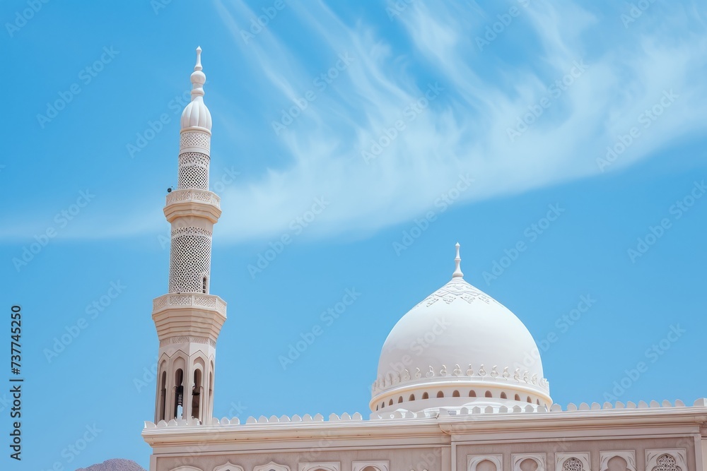 Fototapeta premium white mosque blue sky