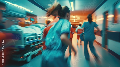 Healthcare Team Rapidly Responding in Hospital Emergency photo